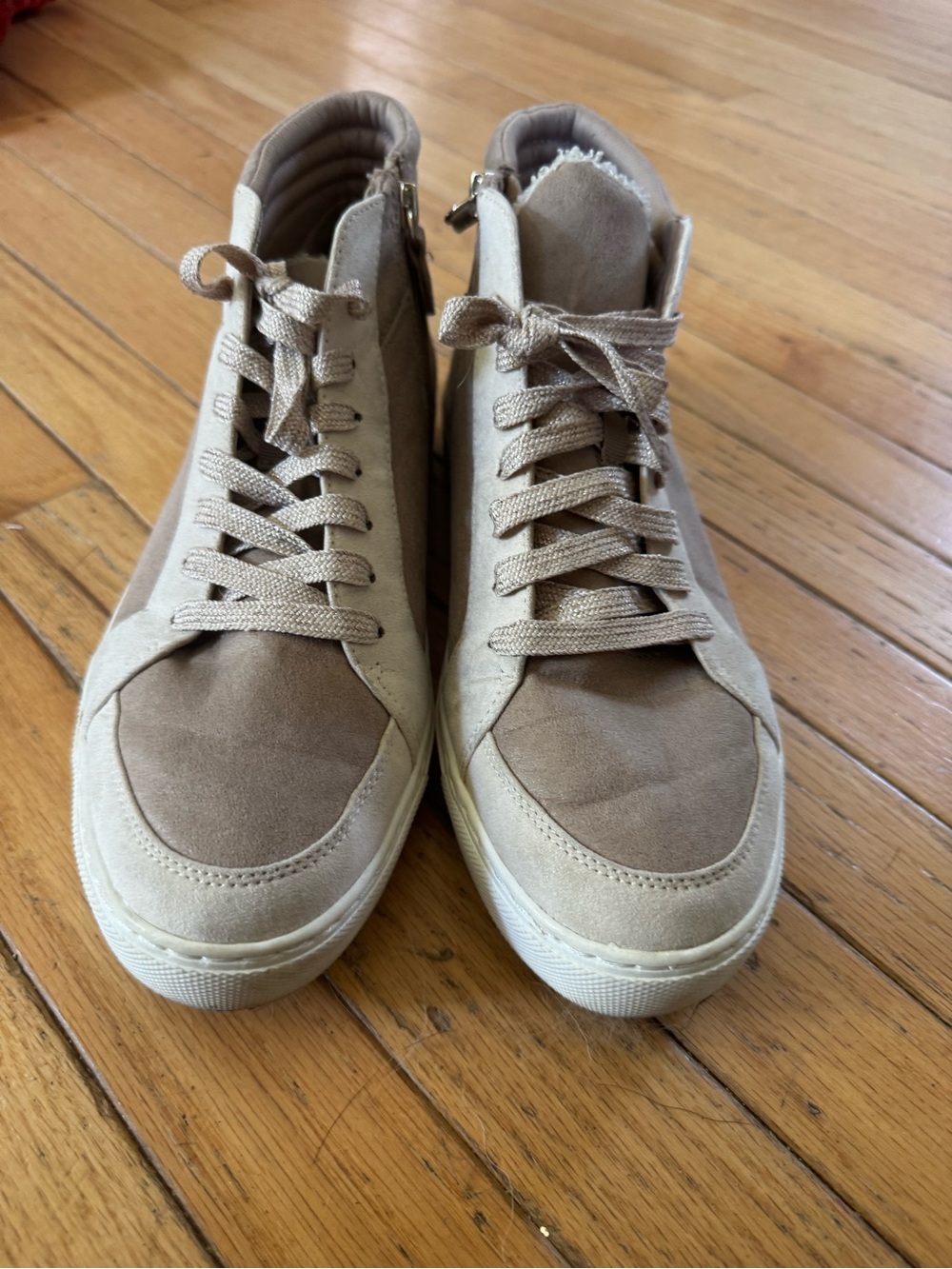 Dr. Scholl's Beige/Tan Suede High-Top Sneakers